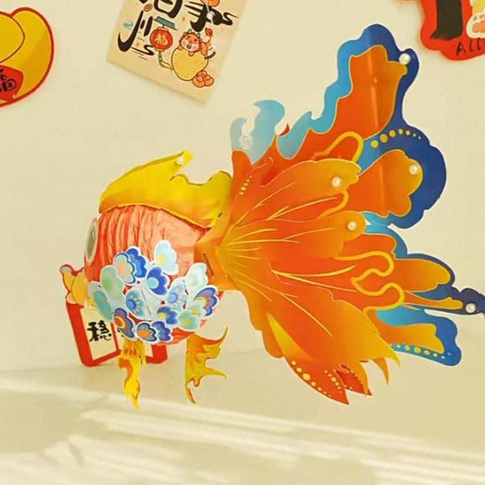 Handheld Mid-Autumn Festival Lamp DIY Material Bag Koi Fish Handmade Lantern  Toy