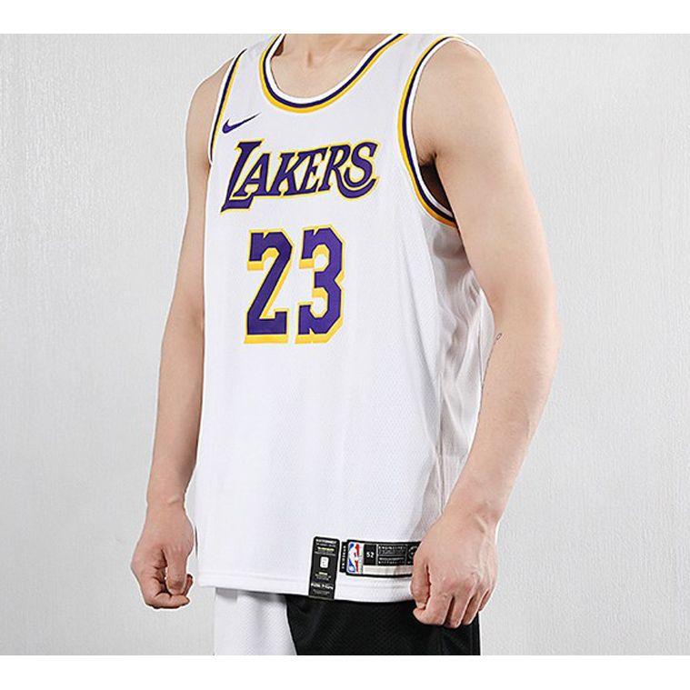 Nike NBA Lakers Lebron James Swingman Jersey White Men Streetwear AA7101-111