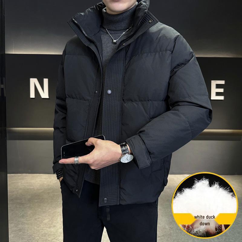Trendy Stand Collar Men s Down Jacket - Thick, Warm, Versatile, and Youthful. 2XL (150-170 jin) чёрный
