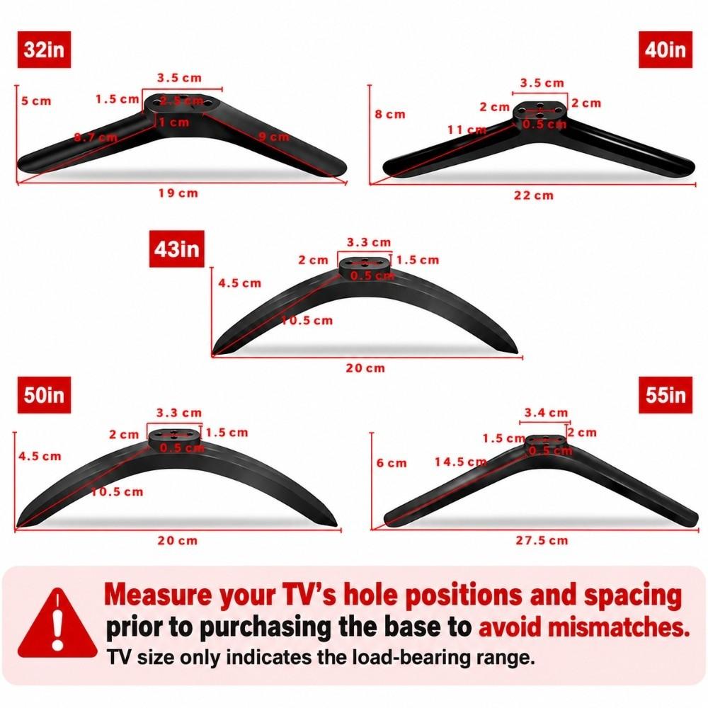 Universeller TV-Basisständer Beine mit Schrauben Schwarz TV-Ständer Basis Halterung TV-Ständer Bein Basis Halter Wohnzimmer