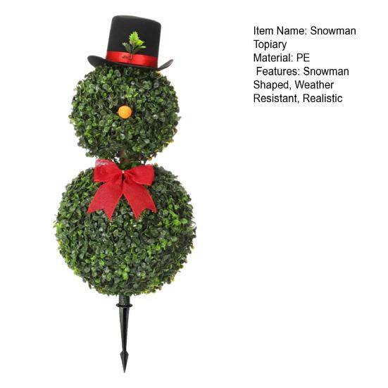 60/85CM Vánoční sněhulák topiary strom Sněhulák tvarovaný umělý topiary s červenou mašlí, cylindrem, vnitřní, venkovní, zahradní, verandní dekorace