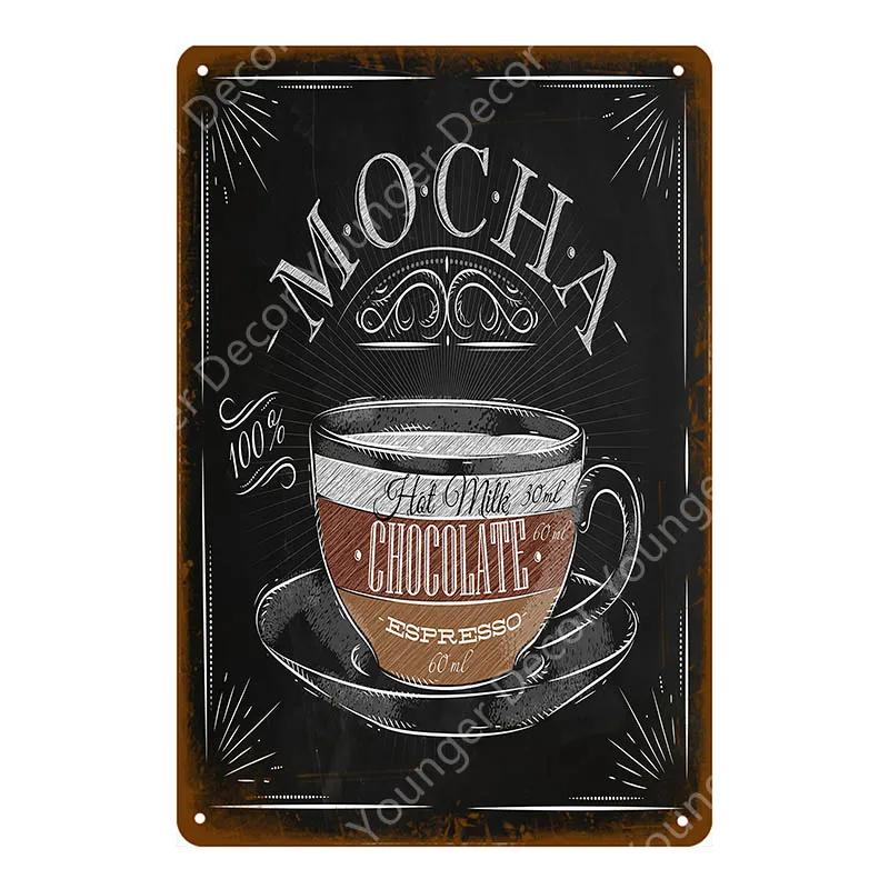 Coffee Menu Plaque Home Bar Cafe Vintage Wall Decor Art Metal Tin Signs Pub Tavern Retro Decorative Plates Metal Poster YJ177