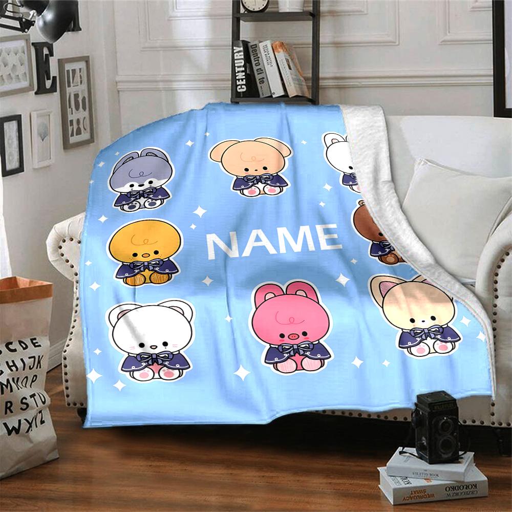 Customizable Kpop Team7 Throw Blanket – Personalized Name, All-Season Cozy Snug Blanket, Machine Washable, Personalized Blanket