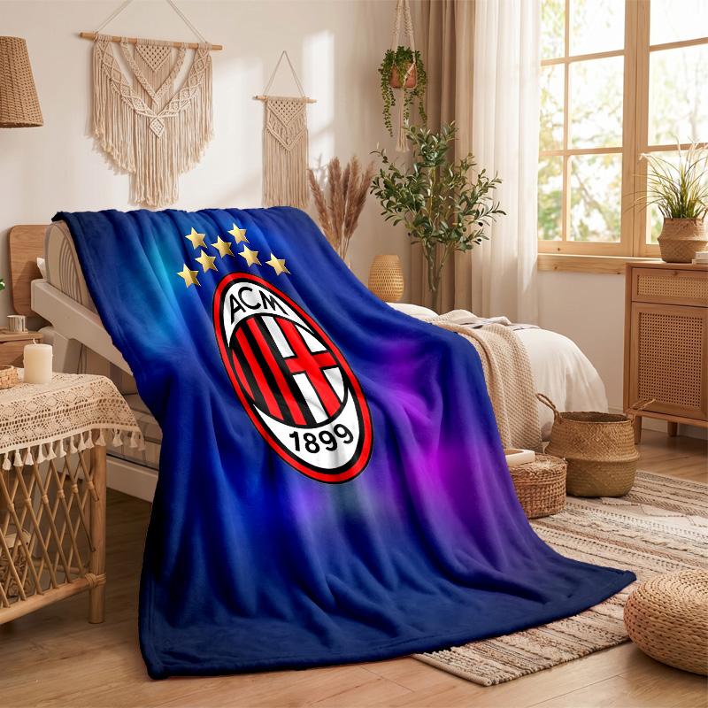 Coperta in Flanella con Stampa AC Milan Morbida Calda Coperta da Divano Letto per Casa Ufficio Camera da Letto