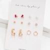 Women's Minimal Silver Gold Option Earrings Set