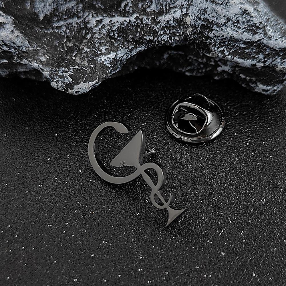 Symbol Culture Stainless Steel Brooch, Ancient Mythological Serpent Symbol Badge, Jewelry for Health and Guardianship.