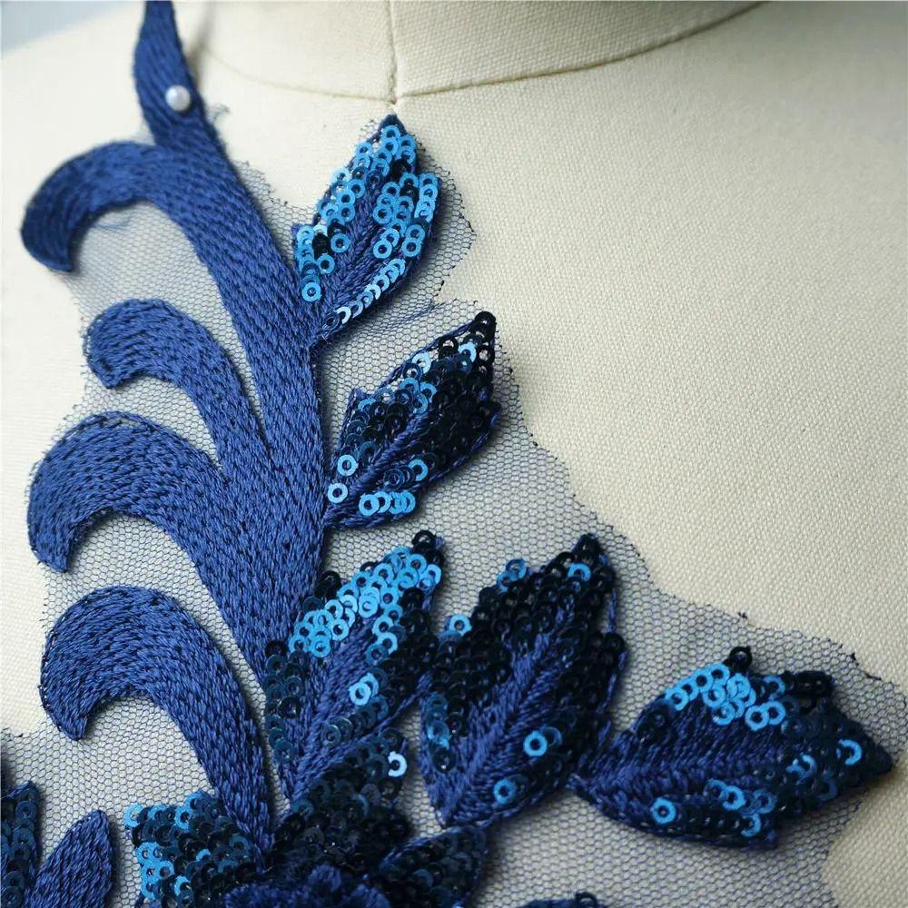 Rhinestone Embroidery Sew Patch 3D Flowers Lace Appliques Appliques Wedding Gown Appliques