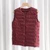 Women's Out-of-Season Korean Down Jacket - Slim Fit, Round Neck, Mid-Length, Zippered Winter Vest