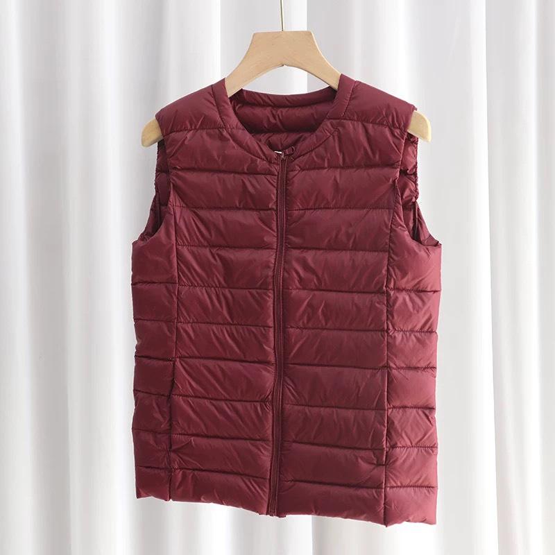 Women's Out-of-Season Korean Down Jacket - Slim Fit, Round Neck, Mid-Length, Zippered Winter Vest