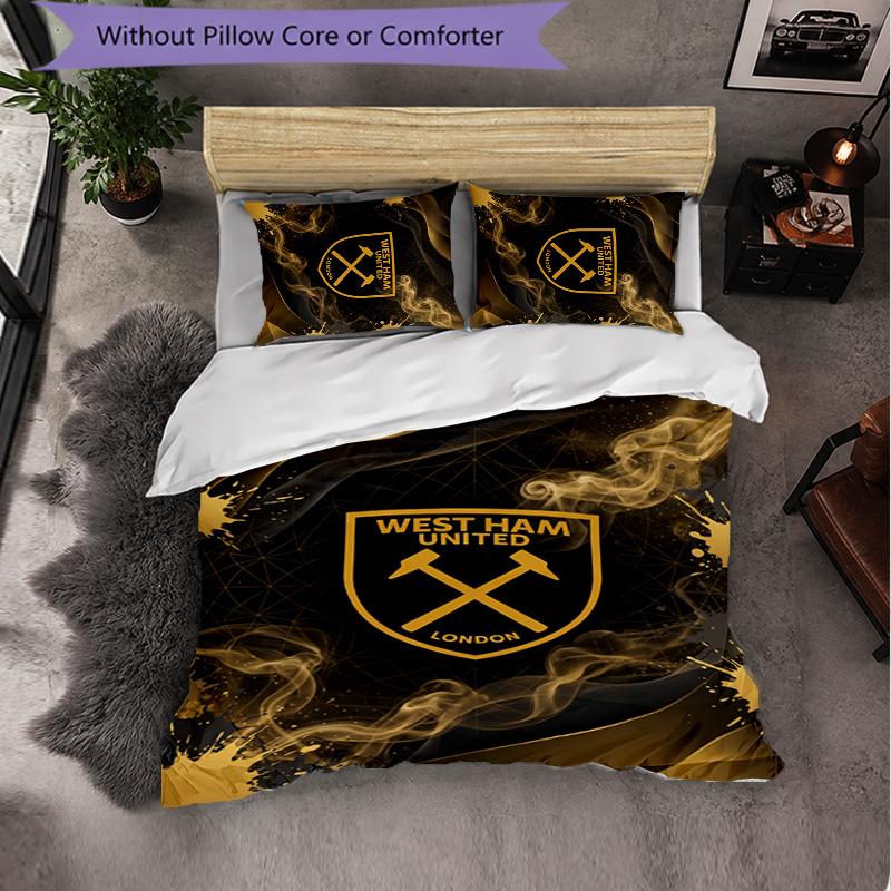 West Ham United Calcio Set Biancheria da Letto 3 Pezzi Morbido Set Copripiumino con Federe Set Decorazione Camera da Letto per la Casa
