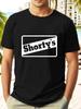 Shortys Logo Casual Short Sleeve T-shirt - Summer Maroon Solid Color Round Neck Tee