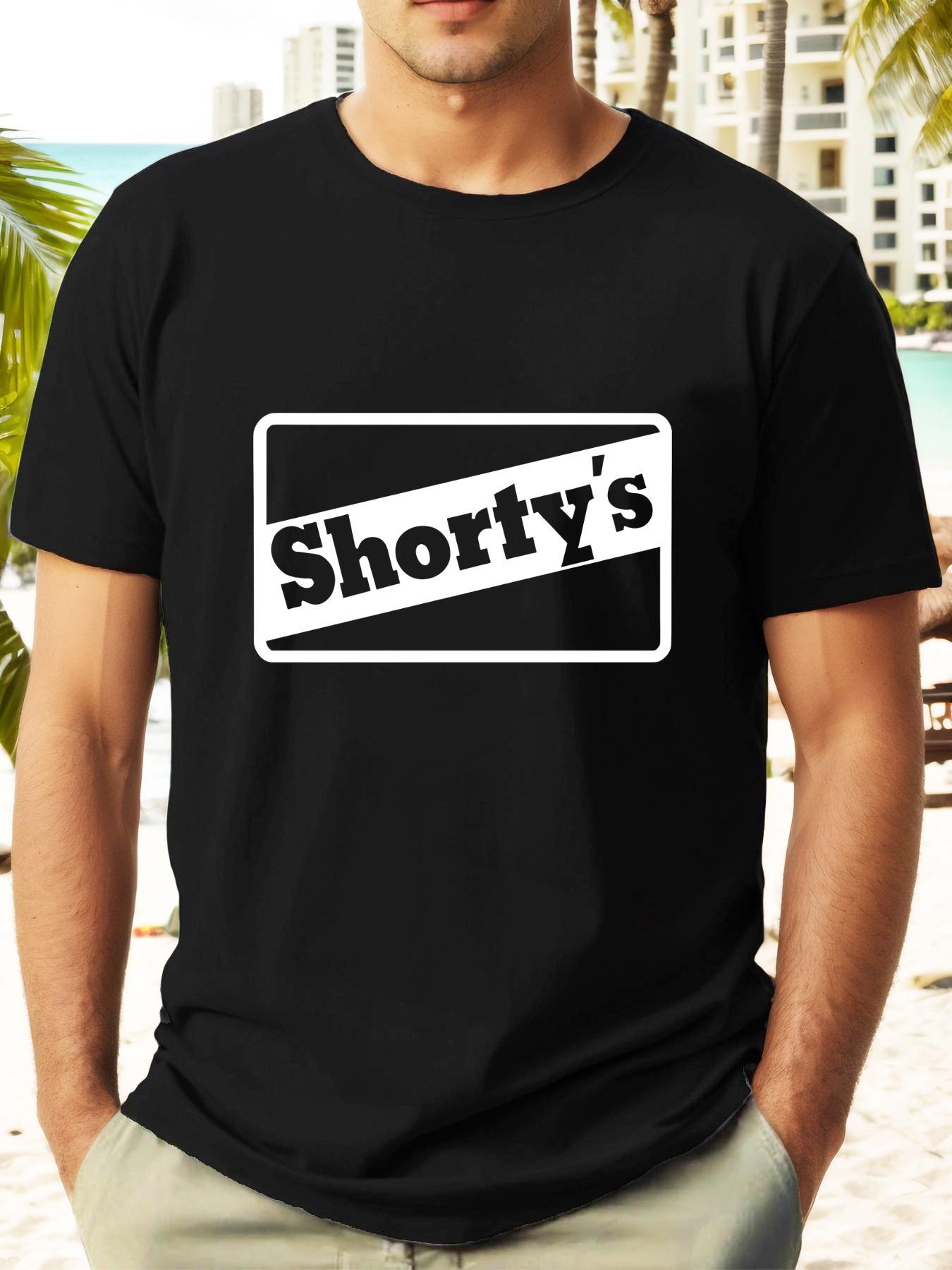 

Shortys Logo Casual Short Sleeve T-shirt - Summer Maroon Solid Color Round Neck Tee XXXXL