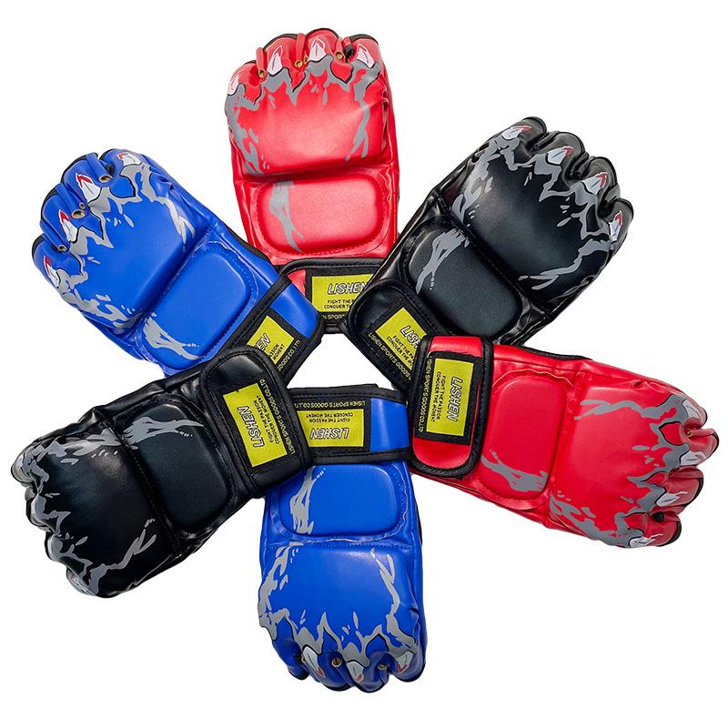 

Молодежные перчатки с разделенными пальцами для муай-тай и саньда для фитнес-тренировок красный