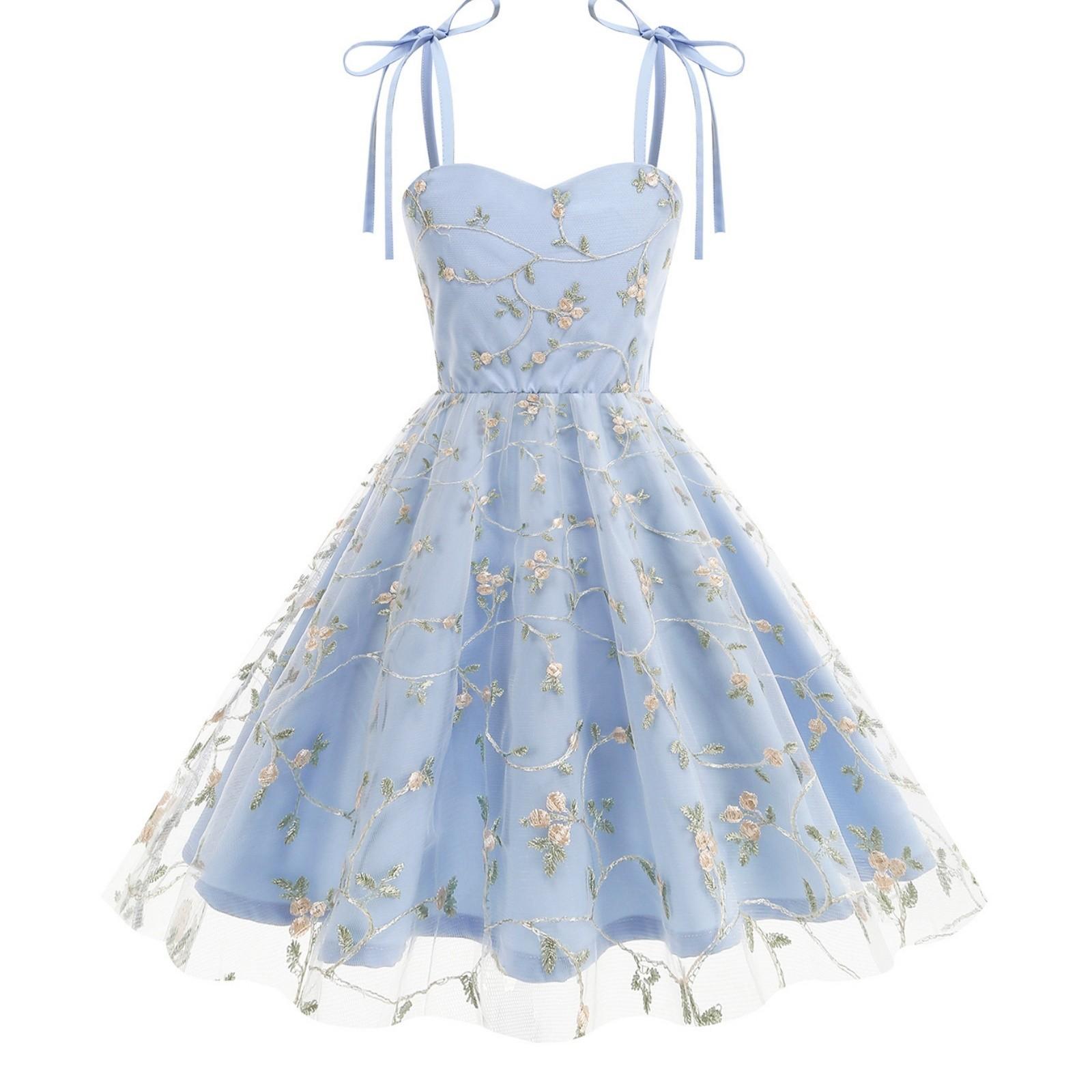 

Модное детское платье на подтяжках, сетчатое платье с вышивкой и бантом, платье принцессы 130