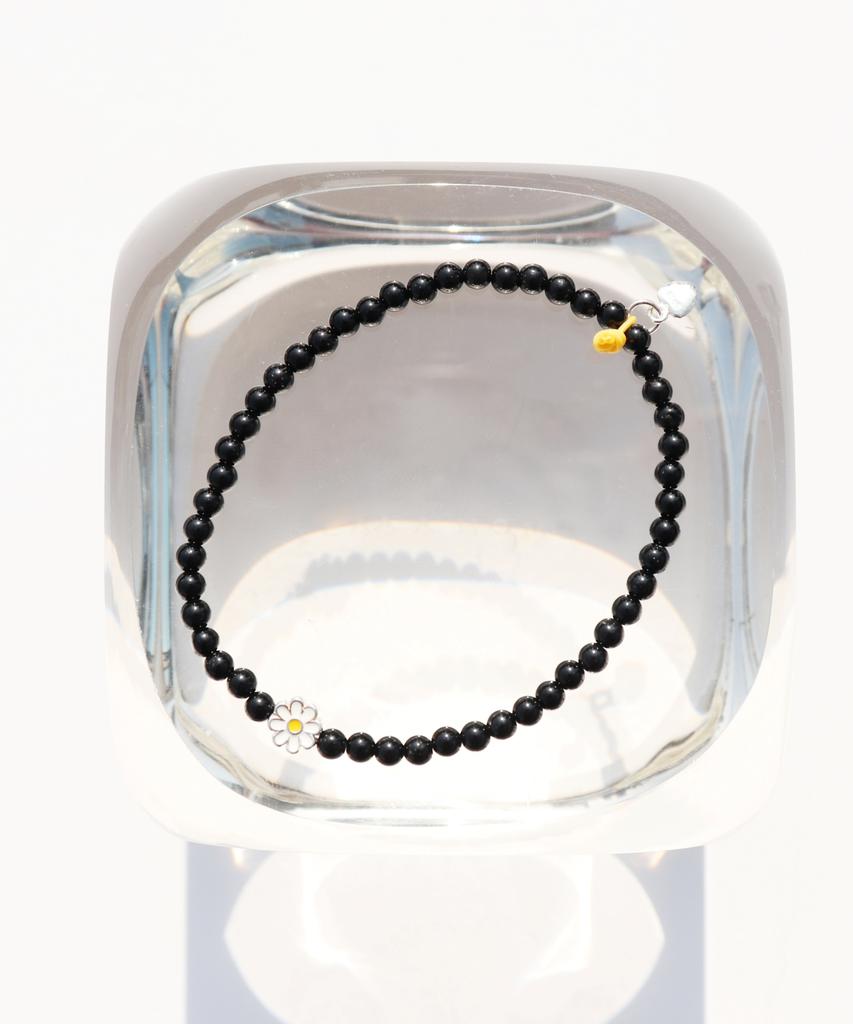 Bonbeau My Daisy Charm Onyx Bracelet Silver 925 Daisy Charm Black Onyx Bracelet