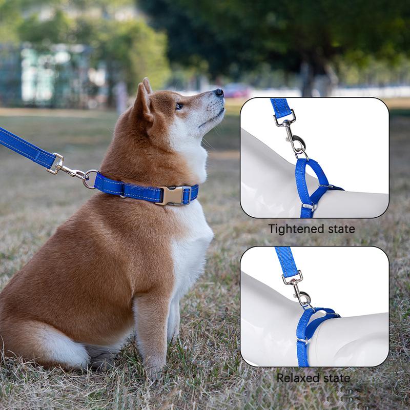 Portable Reflective Nylon Dog Chain Collar Adjustable Soft Diving Fabric Lining Outdoor Safety Cat Dog Collar Collier Pour Chien