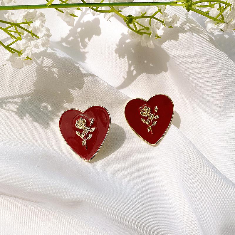 

Серьги-пусеты из стерлингового серебра 925 пробы в виде красных сердец - Простые, модные украшения для ушей для девочек