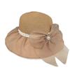 Summer sun protection straw hat mesh splicing sun hat women's big brim straw woven seaside UV protection beach hat