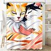 Künstlerischer Duschvorhang mit bunten schnurrenden Katzen Moderne Dekoration für Badezimmerfliesen Hochwertiger Druck mit lebendigen Farben