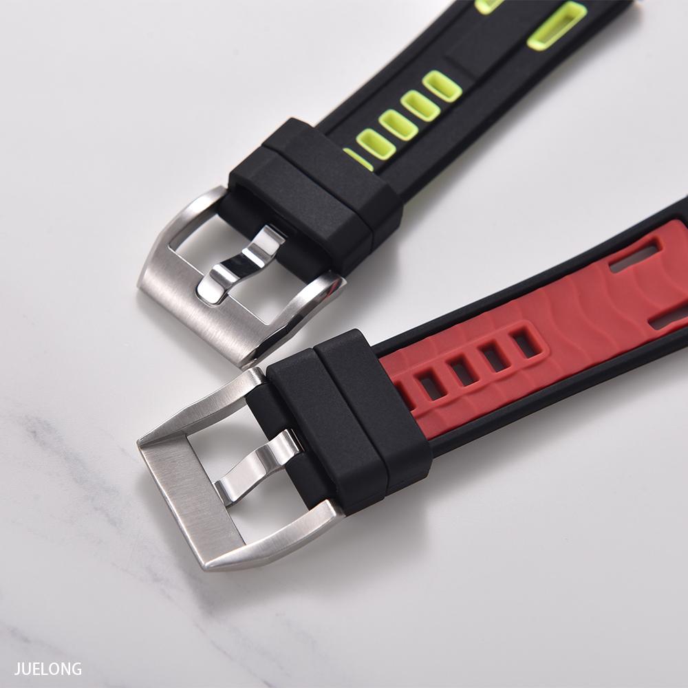 STAPELP Silikon-Uhrenarmband Hohe Dichte 20mm 22mm Gummi Zweifarbig Sport Wasserdicht Zweifarbiges Silikon-Uhrenarmband