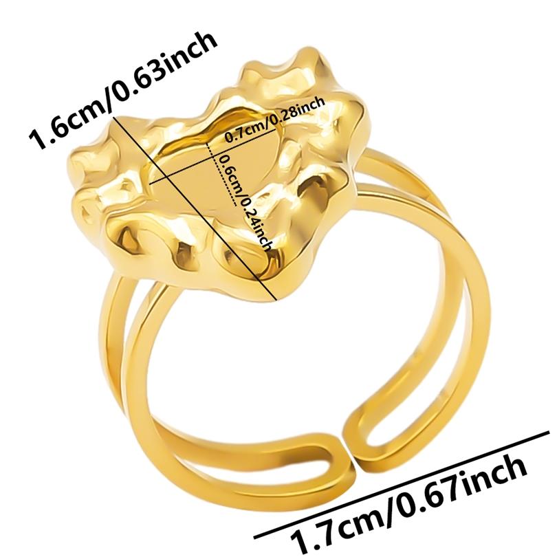 1/5pcs Real Gold Plated Open Adjustable Ring Oval Square Flower Stainless Steel Rings For Women Men DIY Stone Crystal Oil Drip