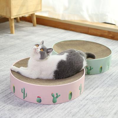 Bol Cactus Rotund din Carton Ondulat pentru Gheare de Pisică Carton Ondulat Pisică Tocător Rezistent Jucării pentru Gheare de Pisică Covoraș pentru Animale de Companie Pat de Dormit