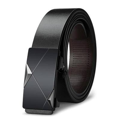 Waist Belts for Men Fashion Black Mens Belt Slide Lock Leather Belt for Men, with Click Buckle - 130cm Length, Free Adjustable, No Belt Hole