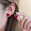 Ankerla Red Bow Heart Earrings: Enhance Skin, Slim Face, Exude Luxury - Perfect for New Year Elegance