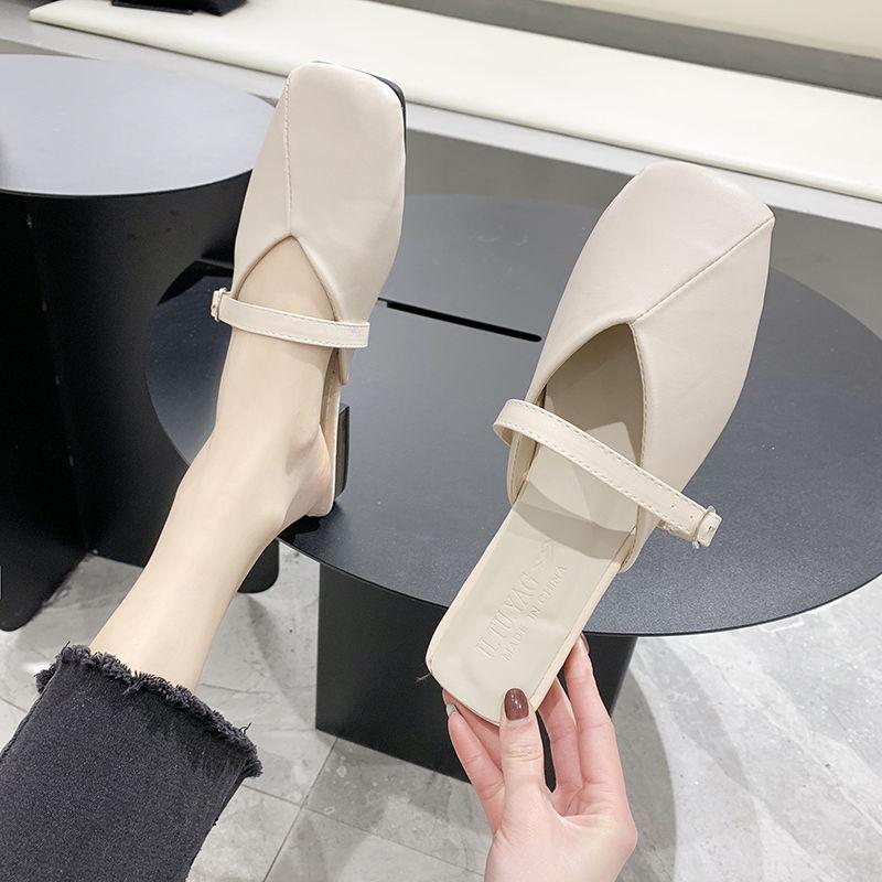 Slides Job Summer White Shoes for Women 2024 Low Heel Sandals Leather Mules Woman Slippers Y On Offer Luxury 39 Promotion W Shoe