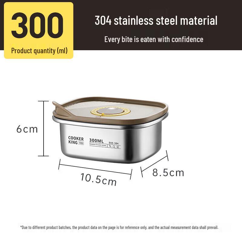 COOKER KING 304 Stainless Steel Micro-Vacuum Food Storage Box Set