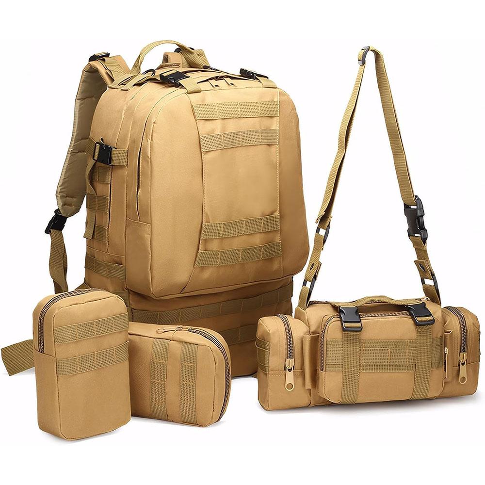 Tactical Backpack for Men Women, Large Waterproof Military Backpack Detachable Molle Backpack Army Assault Pack (Khaki)