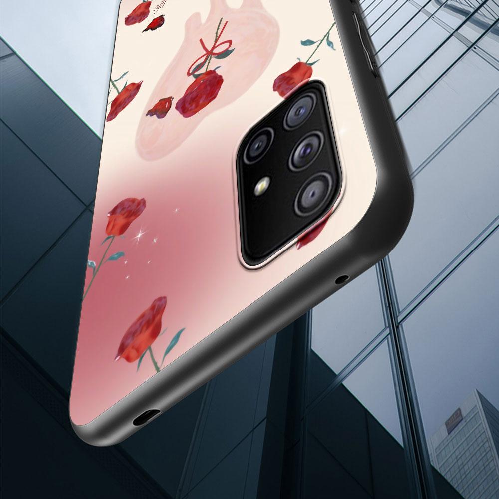 Rose Flower Painting Case for Samsung Galaxy S20 FE S22 S23 Ultra S21 S10 Lite S9 S8 Plus S7 Edge Black Soft Silicon Phone Cover