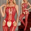 Bodystocking Transparent Sexy Dessous Sexiest Bodysuit Erotische Kostüme Einteiler Damenunterwäsche Rot Offener Schritt Porn Bodysuits
