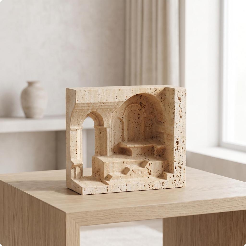 Carved Marble Sculpture Matte Architectural Elegant for Shelf, Console