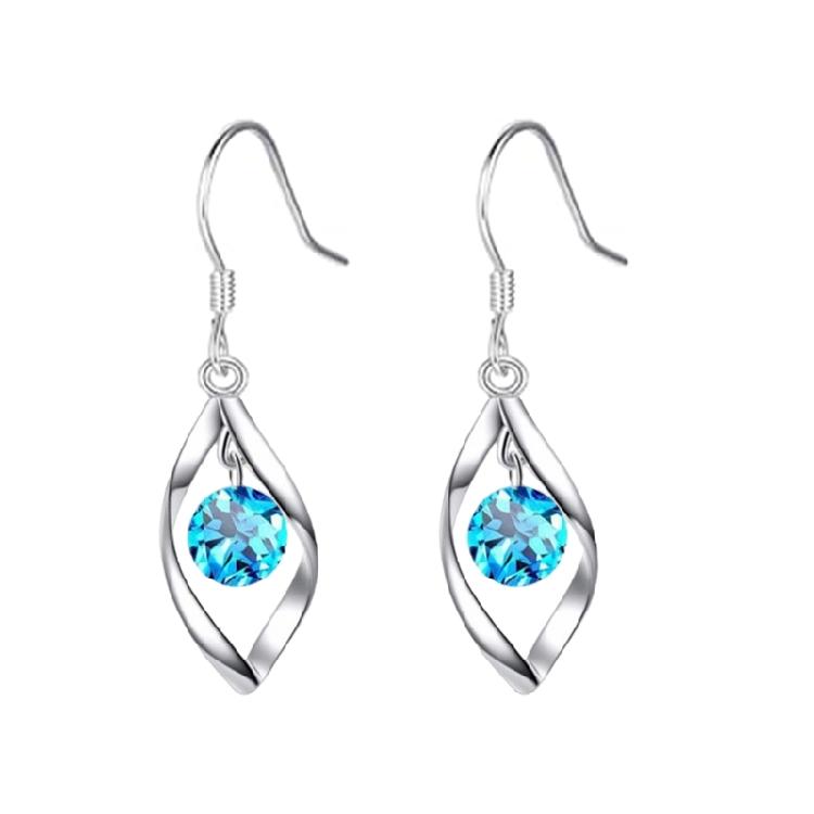 Sophisticated Twist Design Ear Clips Elegant Zirconia Drop Earrings in Silver Stylish Ear Accessory for Modern Women