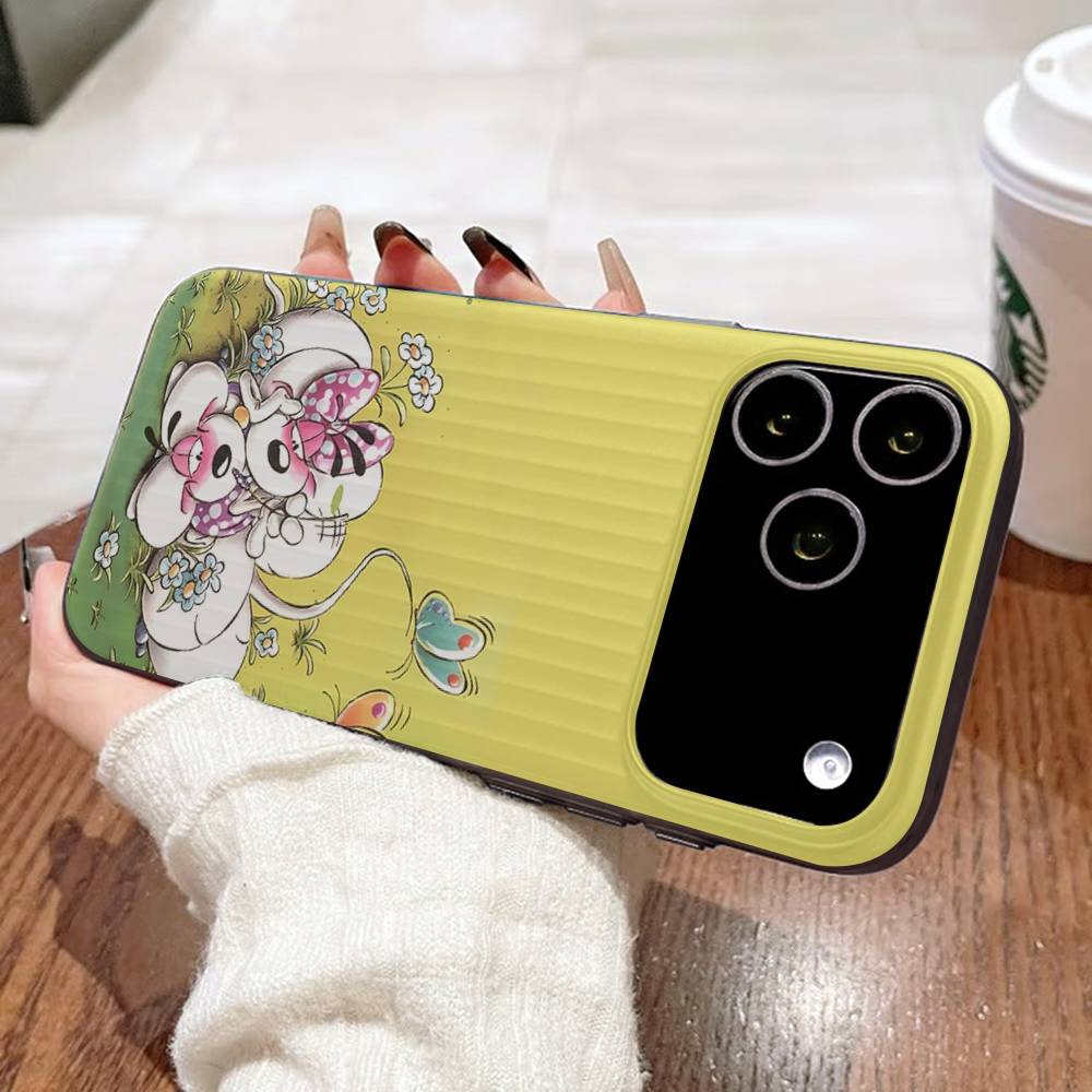 Cartoon D-Diddl For IPhone 17 16 15 11 12 13 14 Pro Max Plus Pro Corrugated Translucent Back Phone Cover