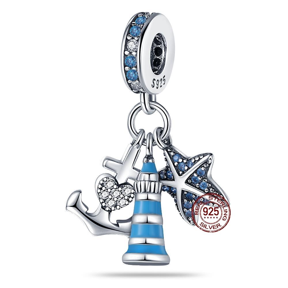 Copper Ocean Series Octopus Starfish Sea Fish Charms Beads Fit 3Mm Bracelets Diy Madam Jewelry Gift