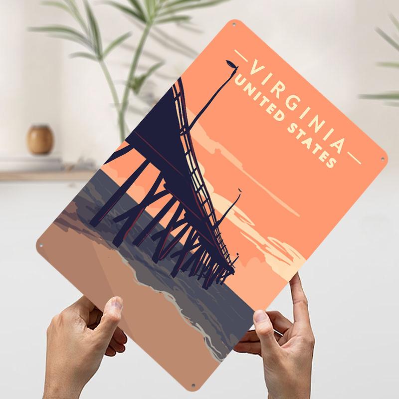 Virginia Travel Tinplate Poster Custom Wall Art Vintage Metal Signs Retro Tin Plaque for Modern Home Decoration Luxury House