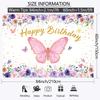 2D Floral Birthday Backdrop, Purple Pink Rose & Butterfly Party Decor Banner