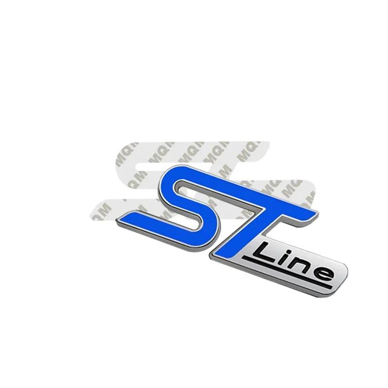 ISPN4 3D Metal ST Line Logo Car Front Grille Emblem Rear Trunk Sticker Badge Decals for Ford ST Fiesta Focus Mondeo Kuga Ranger