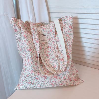 1 Piece Sweet France Style Shoulder Bag Chic Fashion Aesthetic Floral Crossbody Bag for Girl High Capacity Canvas Storage Bag