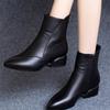 New Women'S Chunky Heel Ankle Boots - Pointed Toe Black Side Zip Low Heel Mom Shoes Autumn Winter Non-Slip Booties