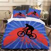 3D Bicycle Rider Duvet Cover Silhouette Bedding Super King Bed Set, Soft Microfiber Comforter Cover Printed with Zipper Closure