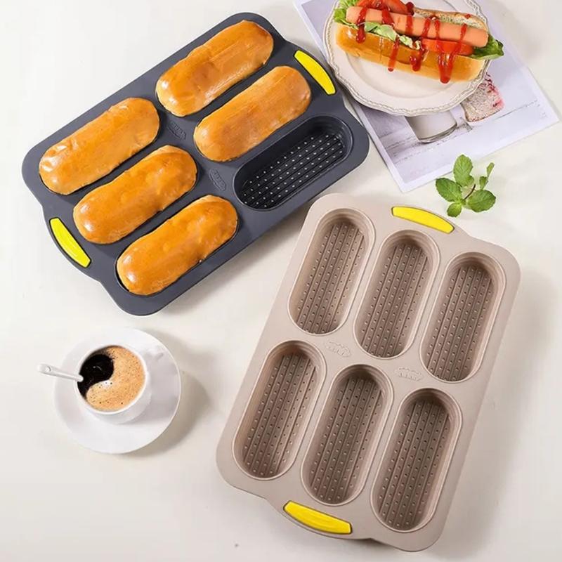 Durable 6 Unit Silicone Cake And Hot Dog Molds Dishwasher Safe Durable Kitchen Bakewares For Hassle Release Cleaning