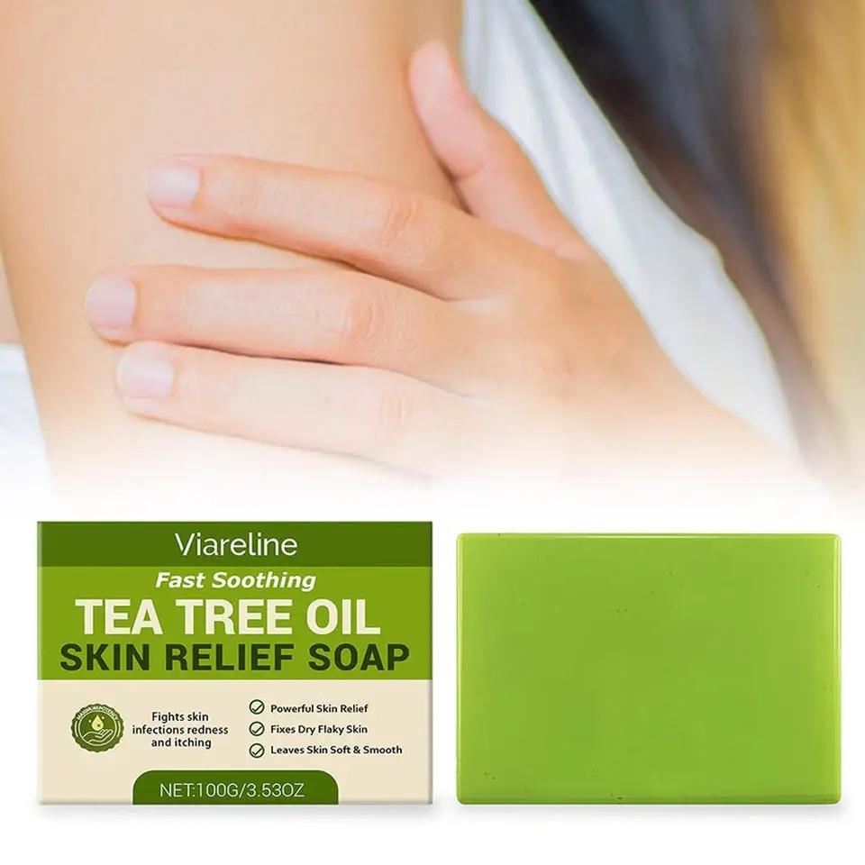 Tea Tree Soap, Soap Bar with Tea Tree Oil, Natural Soaps for Body Skin Cleaning,Gentle Exfoliating Bar Soap
