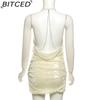 BITCED Fall Women's Solid-Color Slim-Fit High-Waisted Streetwear Halter Backless Dress