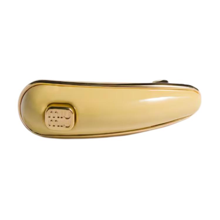 

Miu Miu Metal Logo Lambskin Hair Clip Women Hair Accessories Vanilla 5IF241_069_F0032 F,Vanilla