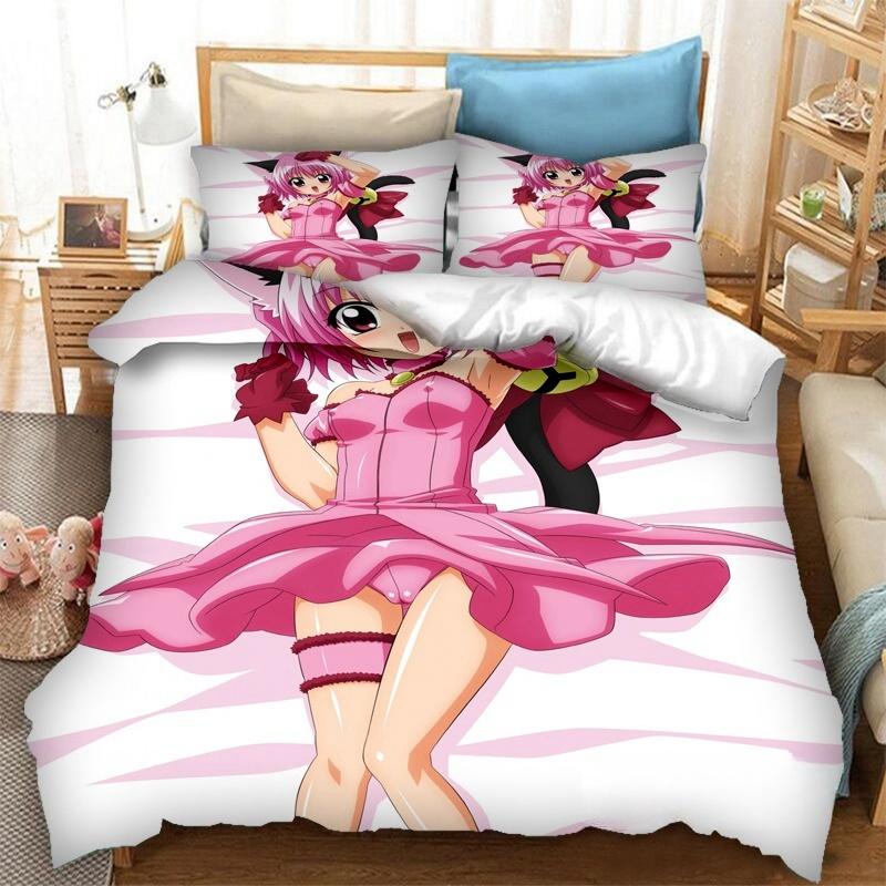 3D Printing Anime Tokyo Mew Mew 3D Print Bedding Set Duvet Covers Pillowcases One Piece Comforter Bedding Sets Bedclothes Bed