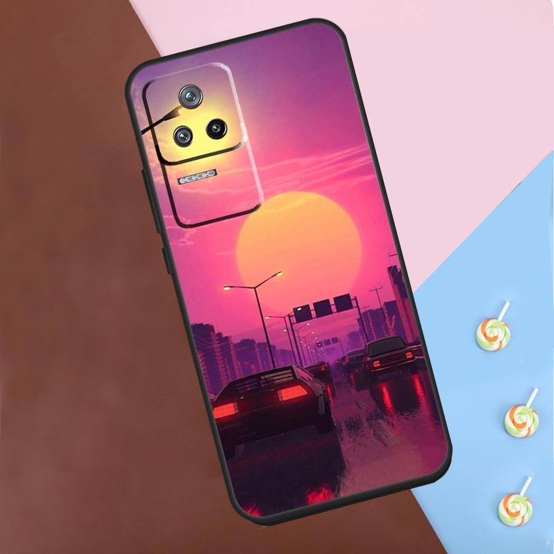 Synthwave 80s Retro Car Case For Xiaomi POCO M6 Pro X3 X5 X6 Pro F3 F5 M5s Mi 14 Pro 13 13T 11T 12T 12 Lite Cover