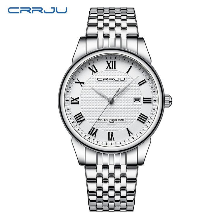 CRRJU Watch 5010 Новые мужские часы со стальным ремешком Простой модный календарь